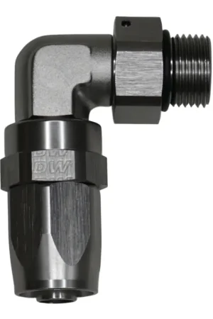 DeatschWerks 8AN ORB Female Swivel 90-Degree Hose End CPE - Anodized DW Titanium Time-Limited