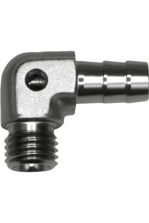 DeatschWerks Metric M12 to 3/8in Hose Barb 90-Degree Fitting w/ Venturi Port - Anodized DW Titanium One Day Deal